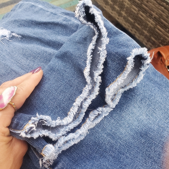 Kut From the Kloth Distressed High Rise Crop Straight Leg Raw Hem Jeans Size 16 - Picture 7 of 12